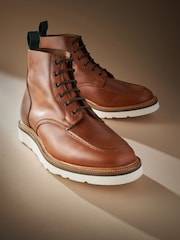 Tan Brown Leather Sanders for Next Apron Wedge Boots - Image 4 of 9