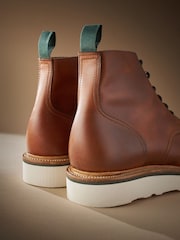 Tan Brown Leather Sanders for Next Apron Wedge Boots - Image 7 of 9
