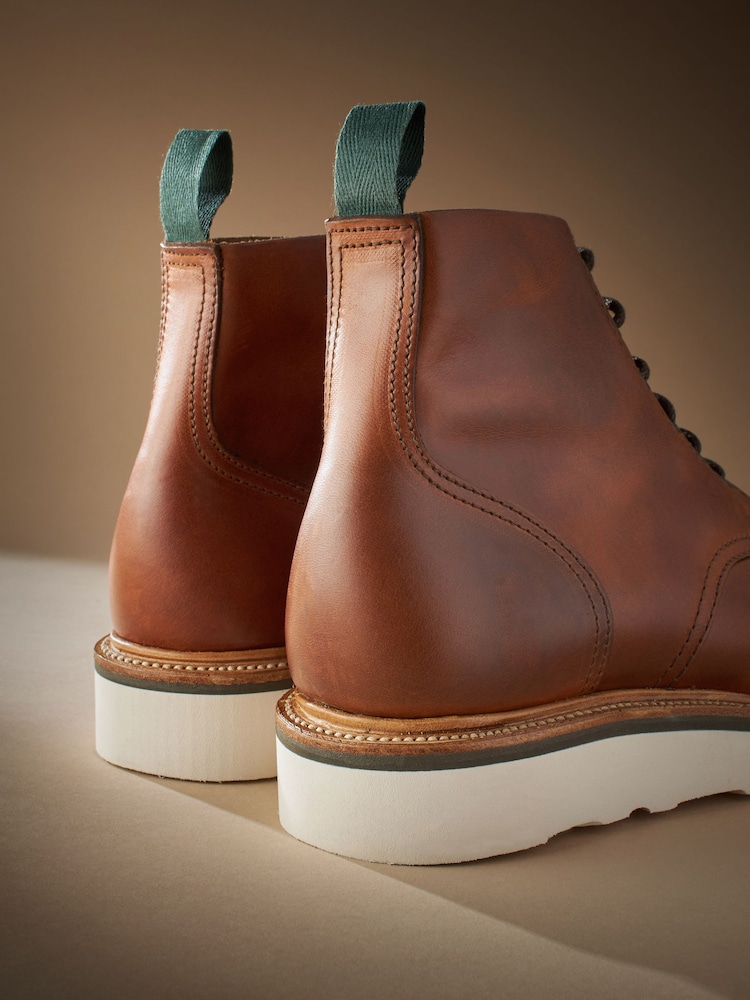 Tan Brown Leather Sanders for Next Apron Wedge Boots - Image 7 of 9