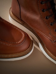 Tan Brown Leather Sanders for Next Apron Wedge Boots - Image 8 of 9