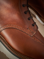 Tan Brown Leather Sanders for Next Apron Wedge Boots - Image 9 of 9
