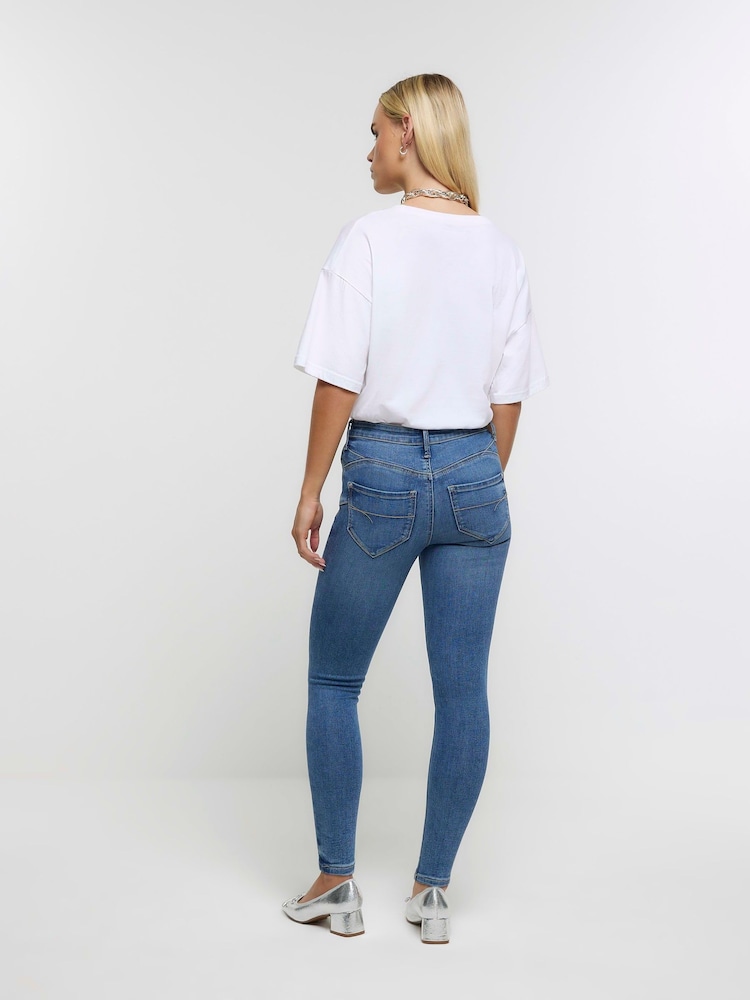 Azul claro - Vaqueros pitillo de efecto moldeador y tiro alto de River Island Petite - Imagen 2 de 5