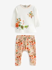 Orange Floral Baby Top And Leggings Set - Image 1 of 5
