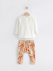 Orange Floral Baby Top And Leggings Set - Image 4 of 5