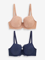 Navy/Praline Nude Pad Balcony DD+ Lace Bras 2 Pack - Image 5 of 8