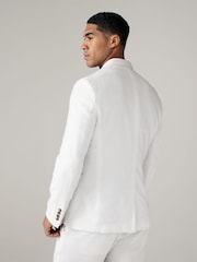White Slim Fit Linen Blend Blazer - Image 2 of 10