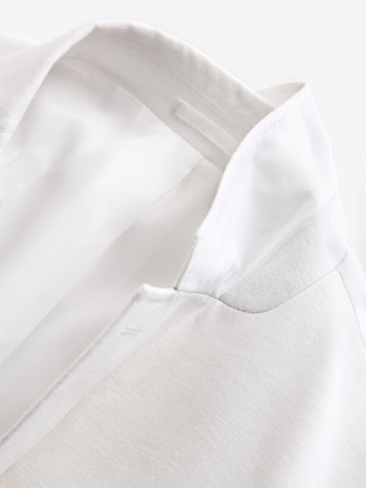 White Slim Fit Linen Blend Blazer - Image 9 of 10