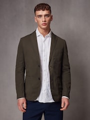 Khaki Green Slim Fit Garment Dye Blazer - Image 1 of 5
