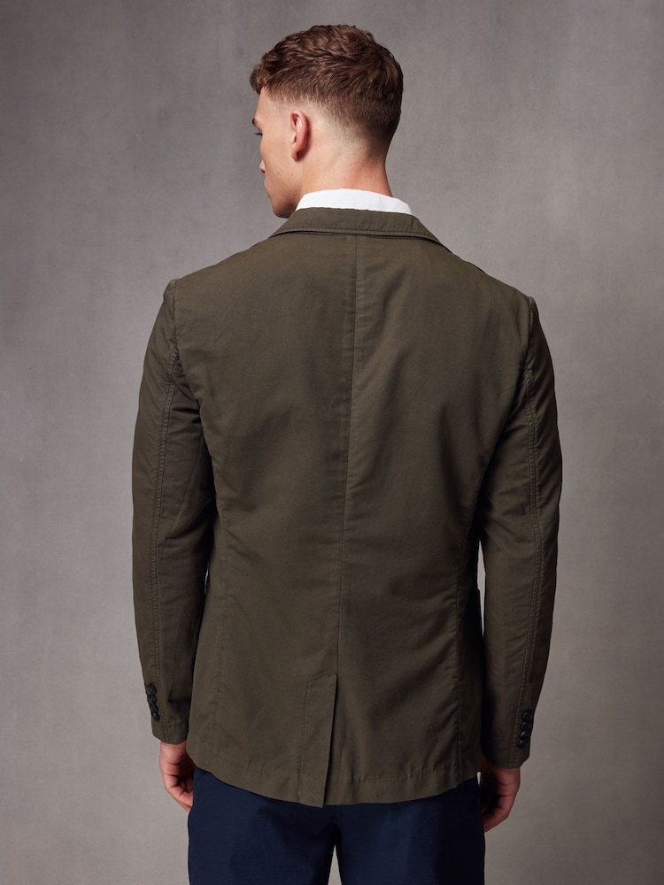 Khaki Green Slim Fit Garment Dye Blazer - Image 3 of 5