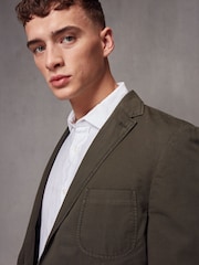 Khaki Green Slim Fit Garment Dye Blazer - Image 4 of 5