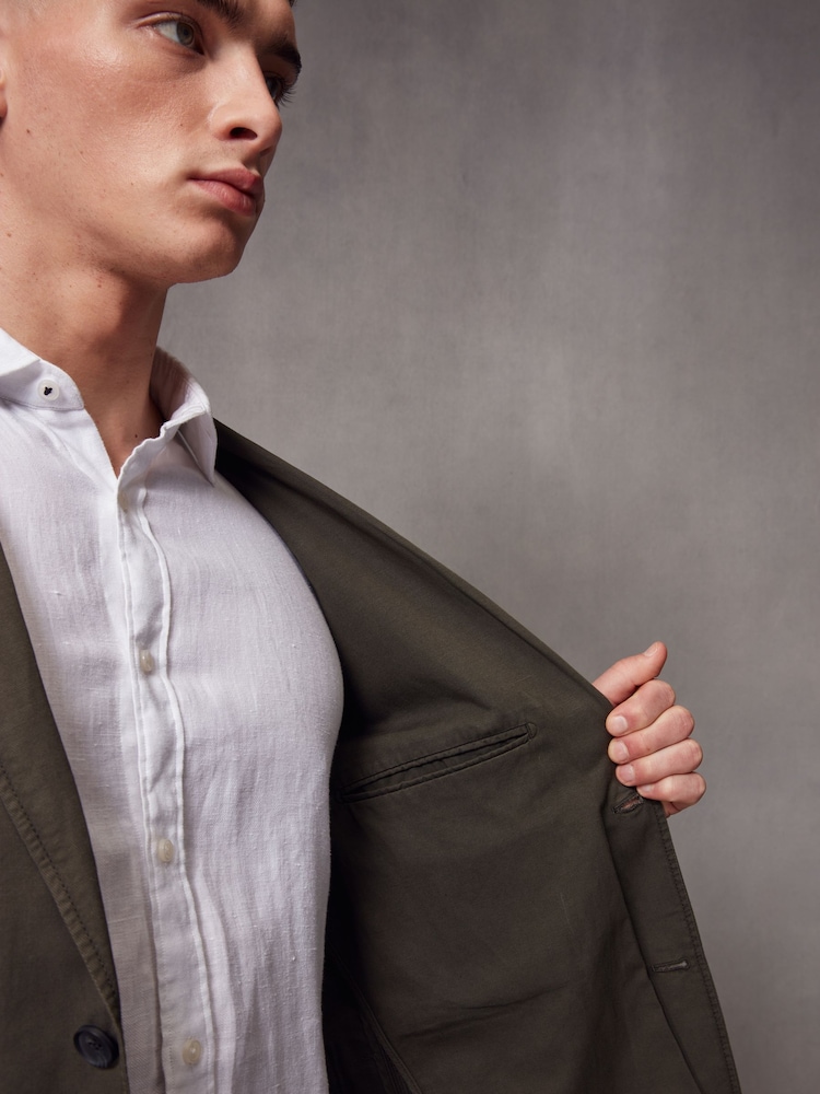 Khaki Green Slim Fit Garment Dye Blazer - Image 5 of 5