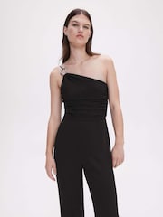 Mango Asymmetric Black Jumpsuit With Metallic Detail - Image 1 of 1
