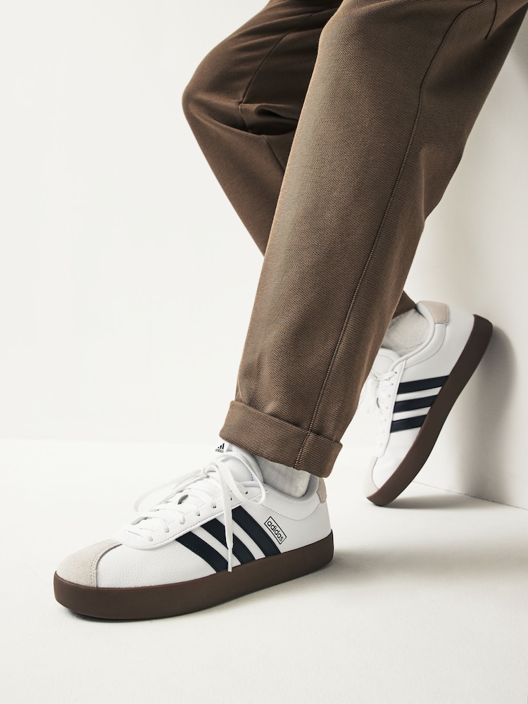 adidas White/Black VL Court Trainers - Image 1 of 12