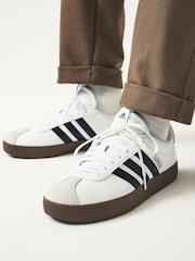 adidas White/Black VL Court Trainers - Image 4 of 12