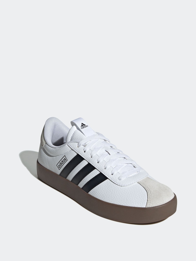 adidas White/Black VL Court Trainers - Image 7 of 12