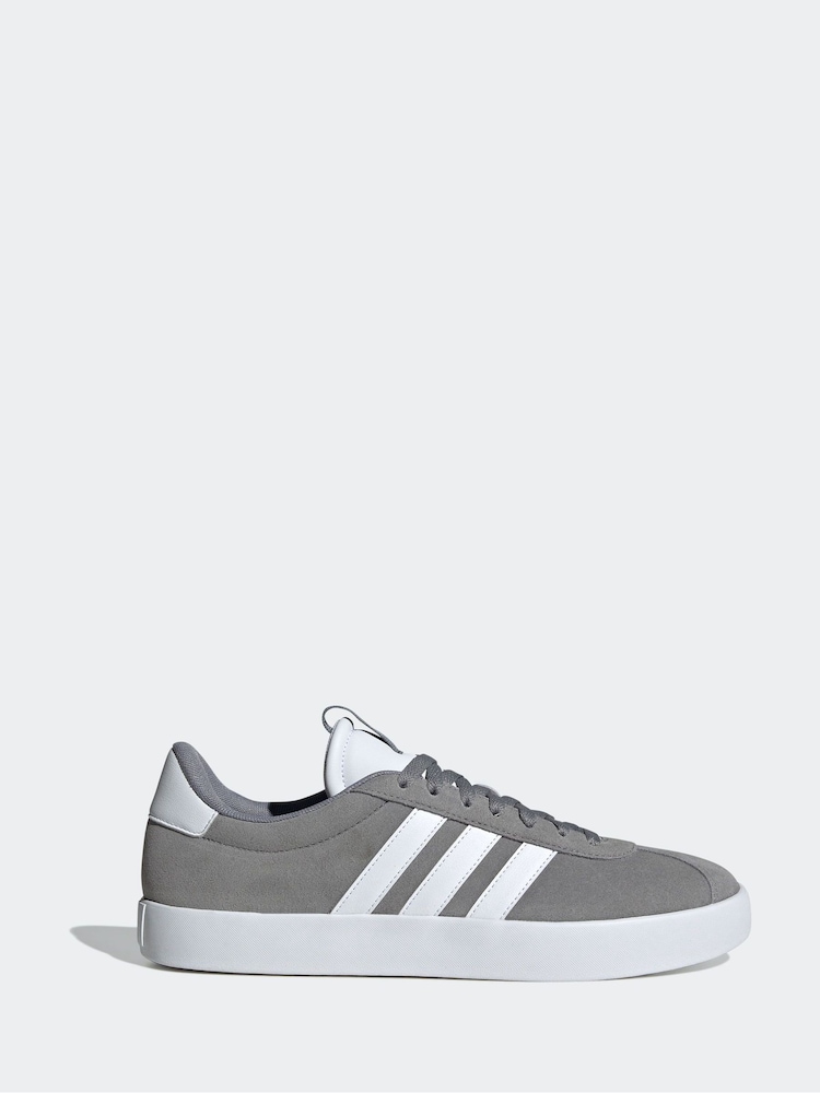 adidas Grey/White VL Court Trainers - Image 2 of 10