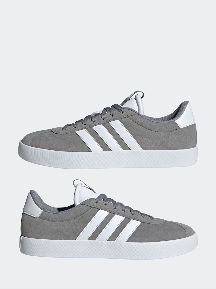 adidas Grey/White VL Court Trainers - Image 6 of 10