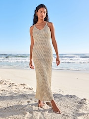 Gold - Metallic Strickkleid - Bild 1 von 4