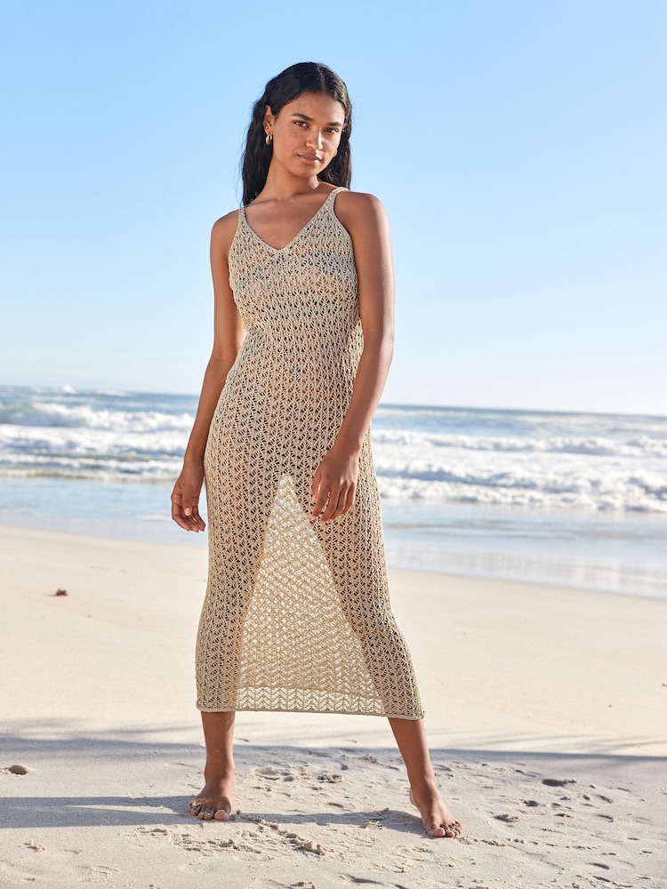 Gold - Metallic Strickkleid - Bild 2 von 4