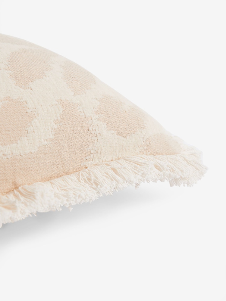 Natural Ikat Jacquard Geo Fringe 100% Cotton 50 x 50cm Cushion - Image 5 of 5