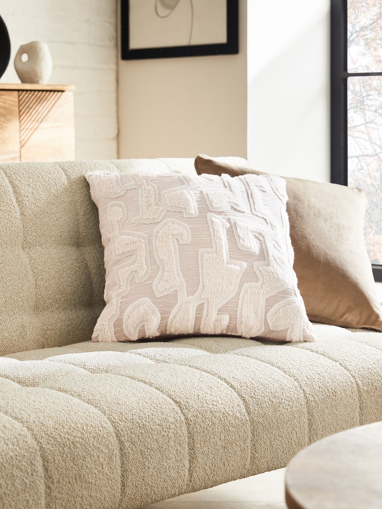 White Valencia Cut Velvet 43 x 43cm Cushion - Image 1 of 6