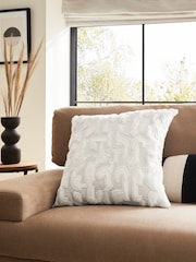 White Valencia Cut Velvet Cushion - Image 1 of 6
