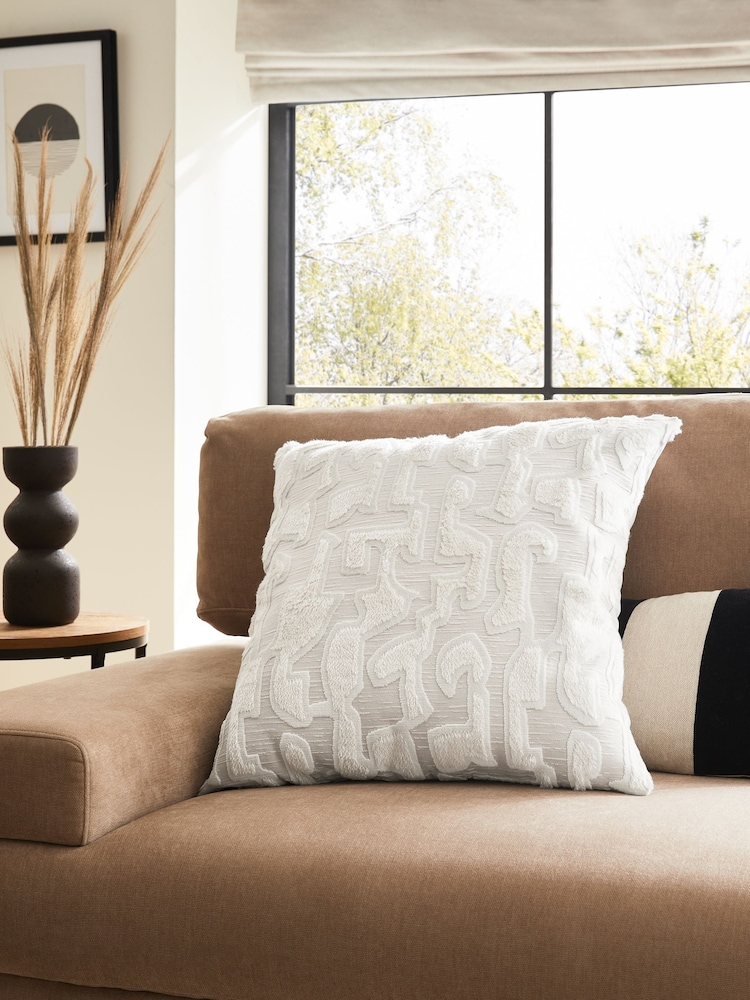 White Valencia Cut Velvet Cushion - Image 1 of 6