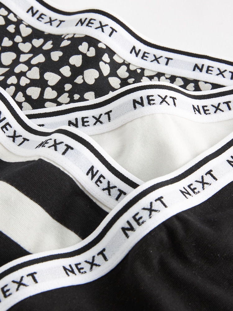 White/Black Printed High Rise High Leg Cotton Rich Logo Knickers 4 Pack - Image 10 of 10