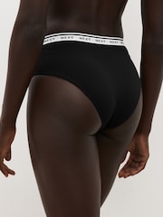 White/Black Printed High Rise High Leg Cotton Rich Logo Knickers 4 Pack - Image 3 of 10