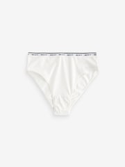 White/Black Printed High Rise High Leg Cotton Rich Logo Knickers 4 Pack - Image 7 of 10
