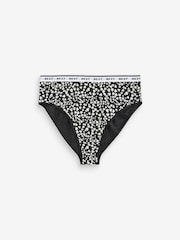 White/Black Printed High Rise High Leg Cotton Rich Logo Knickers 4 Pack - Image 9 of 10