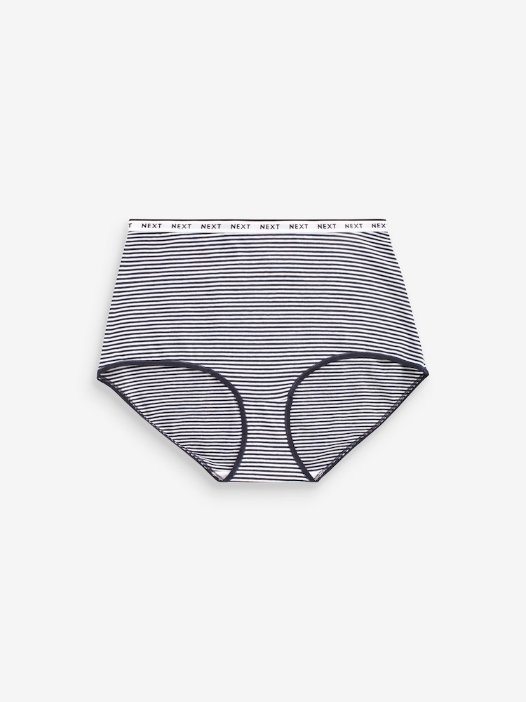 Pink/Blue Stripe Full Brief Logo Knickers 4 Pack - Image 5 of 8
