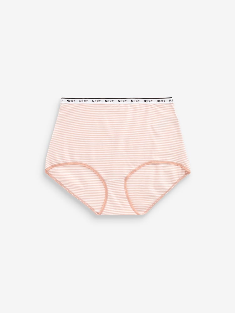 Pink/Blue Stripe Full Brief Logo Knickers 4 Pack - Image 7 of 8