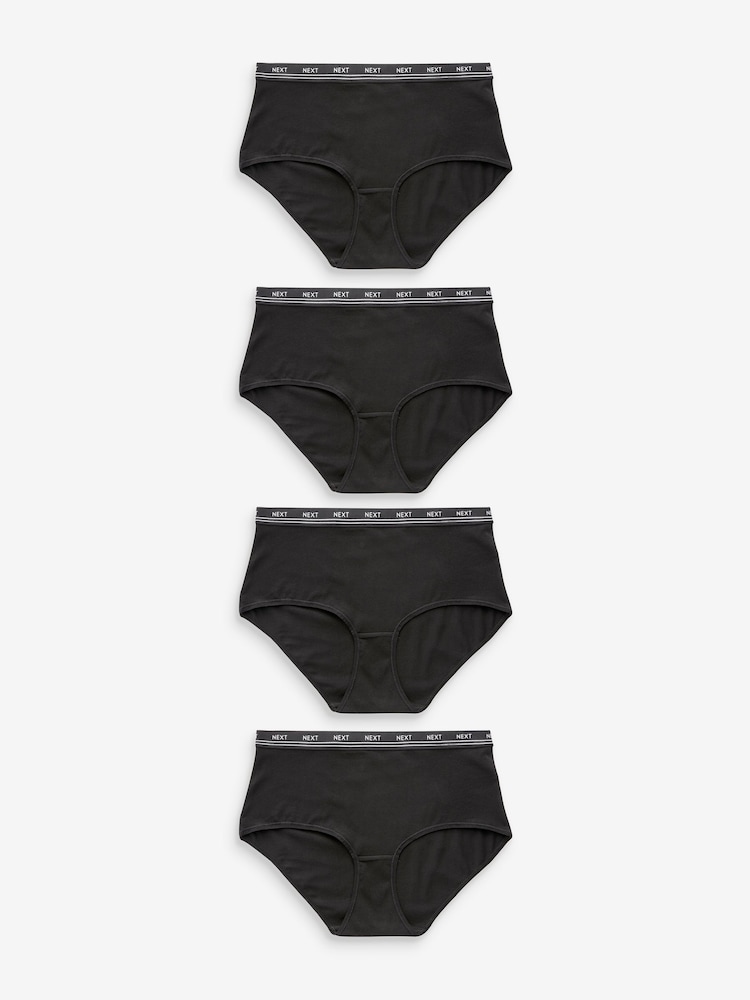 Black Midi Cotton Logo Knickers 4 Pack - Image 5 of 5 Black Midi Cotton Logo Knickers 4 Pack - Image 5 of 5