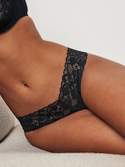 Black Thong Floral Print Lace Knickers 5 Pack - Image 2 of 6