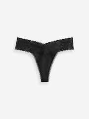 Black Thong Floral Print Lace Knickers 5 Pack - Image 6 of 6