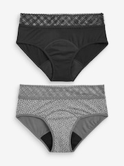 Print/Plain Short Medium Flow Period Knickers 2 Pack - Image 6 of 9