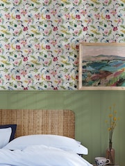 Joules Cream Cambridge Painted Floral Wallpaper Sample - Image 1 of 3