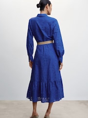 Mango Blue Openwork Detail Shirt Dress - Image 3 of 9