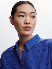 Mango Blue Openwork Detail Shirt Dress - Image 4 of 9