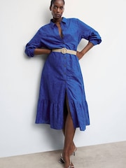 Mango Blue Openwork Detail Shirt Dress - Image 6 of 9