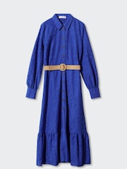 Mango Blue Openwork Detail Shirt Dress - Image 8 of 9