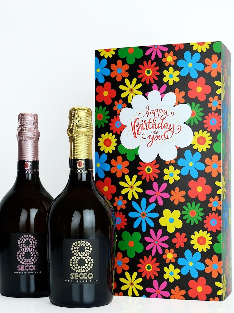 Le Bon Vin Happy Birthday Vintage Prosecco Wine Duo Gift Boxed - Image 2 of 2