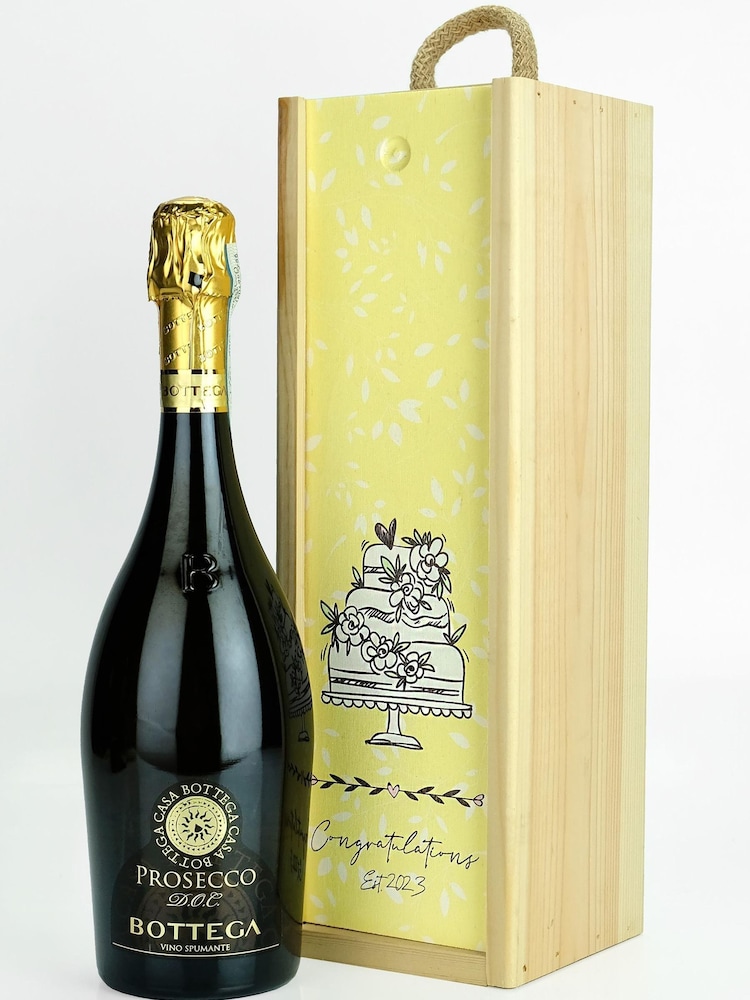 Le Bon Vin Congratulations Prosecco, Wooden Boxed Wine Gift - Image 2 of 2