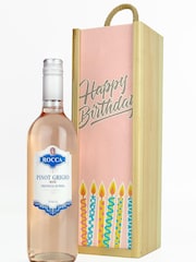 Le Bon Vin Happy Birthday Pinot Grigio Rose, Wood Boxed Wine Gift - Image 2 of 2