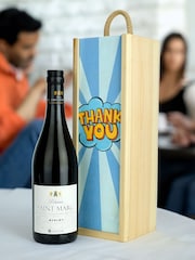 Le Bon Vin Thank you Reserve Merlot, Wooden Boxed Wine Gift - Image 1 of 2
