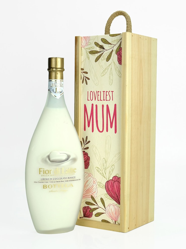 Le Bon Vin Lovliest Mum White Chocolate Liqueur, Wooden Gift Box - Image 1 of 1