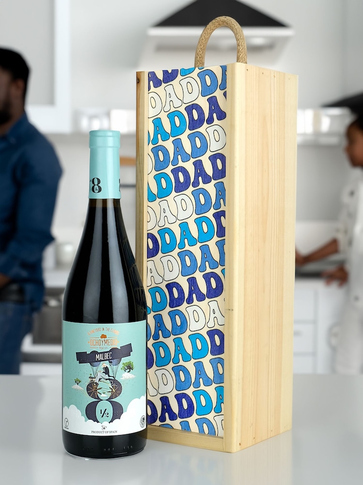 Le Bon Vin Dad Malbec, Wooden Boxed Wine Gift - Image 1 of 2