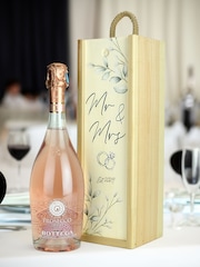 Le Bon Vin Mr & Mrs Prosecco Rosé Wooden Boxed Wine Gift - Image 1 of 2