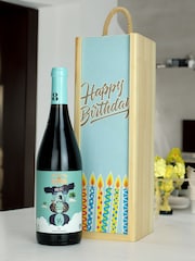 Le Bon Vin Happy Birthday Malbec Wooden Boxed Wine Gift - Image 1 of 2